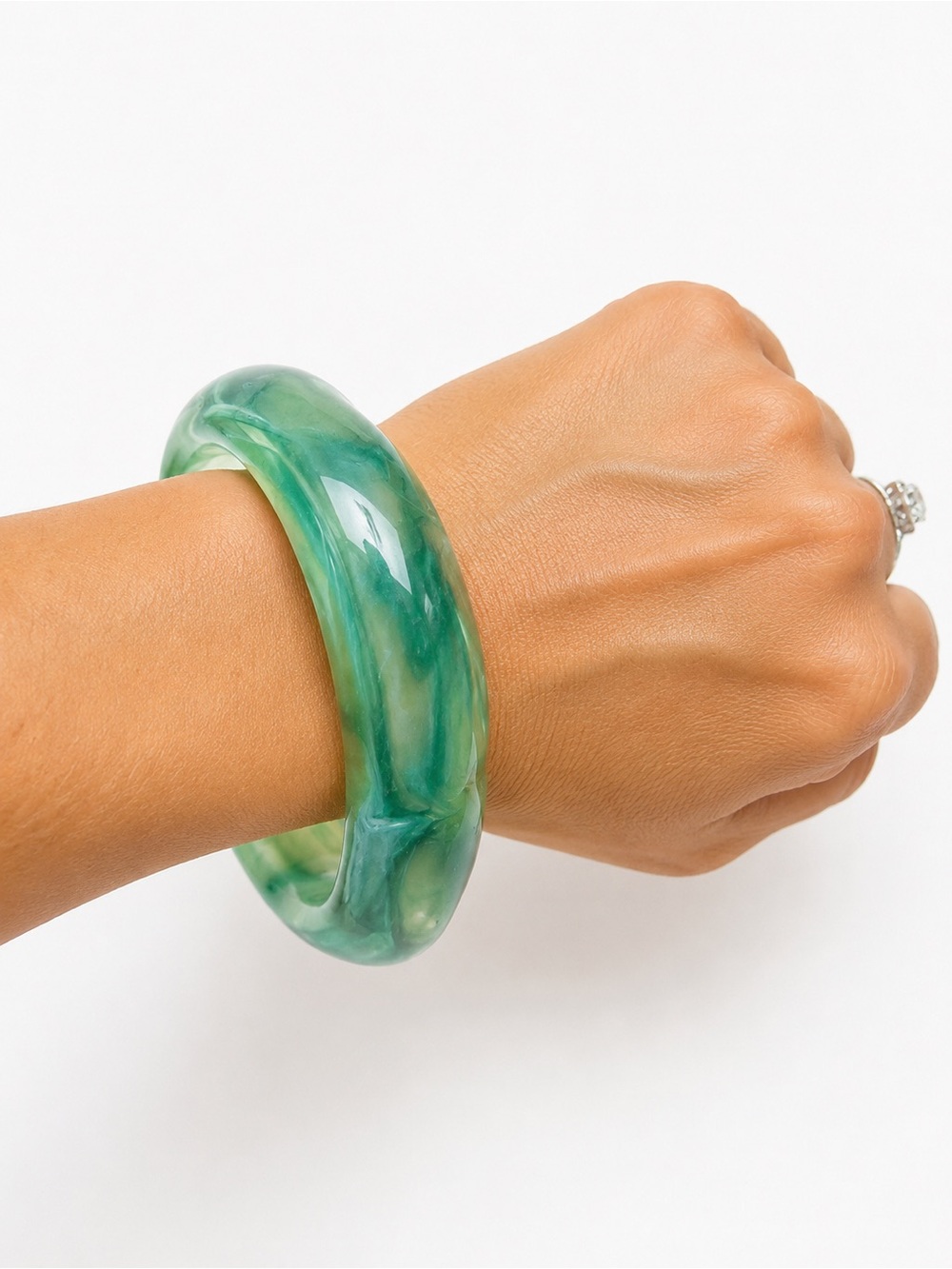 NEW Green Marbled Resin Bangle Bracelet